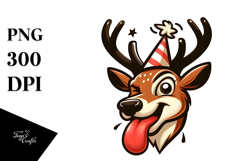 Goofy Deer with Party Hat PNG Product Image 1