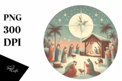 Pastell Retro Christmass Nativity Scene PNG Product Image 1