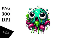 Funny Tiny Kraken Dripping Green Slime PNG Product Image 1
