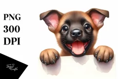 Crazy Looking Small Baby Malinois | Watercolor Clipart Product Image 1