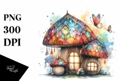 Pastel Wooden Stained Magical Mushroom PNG Product Image 3