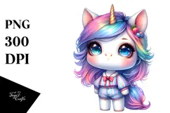 Cute Vibrant Baby Unicorn PNG Product Image 1