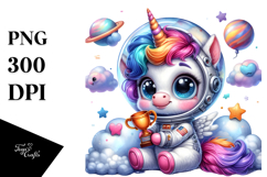 Vibrant Watercolor Goofy Cute Baby Unicorn PNG Product Image 1