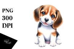 Happy Baby Beagle Watercolor PNG Product Image 1
