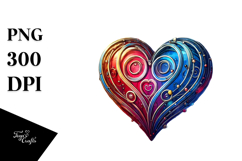 Metallic Heart Watercolor PNG Product Image 1