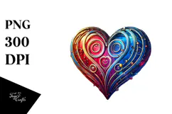 Metallic Heart Watercolor PNG Product Image 1