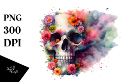 Colorful Skull with Spring Flowers, PNG Product Image 1