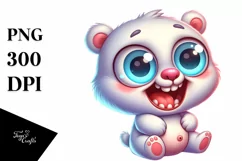 Cute Crazy Baby Polar Bear with Big Eyes | Clipart Product Image 3