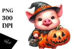 Vibrant Cute Pig Halloween PNG Product Image 1