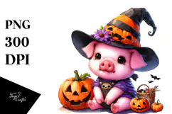 Vibrant Cute Pig Halloween PNG Product Image 1