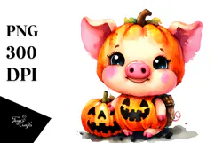 Vibrant Cute Pig Halloween PNG Product Image 1