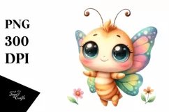 Watercolor Butterfly Big Eyes Sublimation Clipart Product Image 3