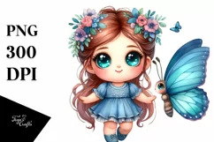 Watercolor Butterfly Big Eyes Sublimation Clipart Product Image 3