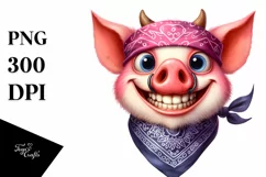 Funny Pig Goat Bandana Eyes Smile | Clipart Product Image 3