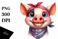 Funny Pig Goat Bandana Eyes Smile | Clipart Product Image 3