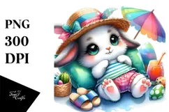 Crazy Baby Bunny with Summer Clothes PNG Product Image 1