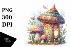 Pastel Wooden Stained Mushroom PNG Product Image 1