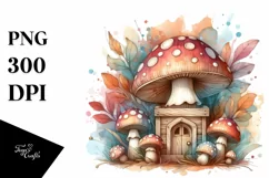 Wooden Small Stained Mushroom Watercolor Splash PNG Product Image 3