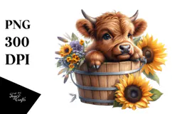 Cute Baby Highland Cow, PNG Product Image 1