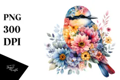 Colorful Bird with Flower Body PNG Product Image 1