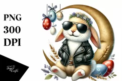 Goofy Bunny with Leather and Sunglasses PNG Product Image 1