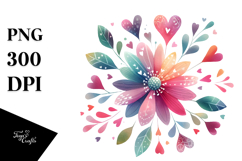 Simple Boho Hearts Flower, PNG Product Image 1