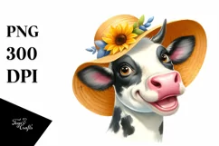 Cow Enthusiastic Goofy Sun Hat Cow Clipart Product Image 3