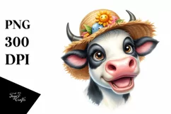Cow Enthusiastic Goofy Sun Hat Cow Clipart Product Image 3