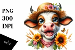 Cow Enthusiastic Goofy Sun Hat Cow Clipart Product Image 1