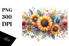 Colorful Sunflower Frame PNG Product Image 1