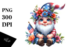 Gnome with Floral Wreath PNG Product Image 1