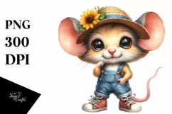 Funny Baby Mouse in Farm Jeans with Sun Hat Product Image 3