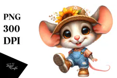 Funny Baby Mouse in Farm Jeans with Sun Hat Product Image 1