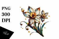 Wooden Stained Narcissus | Watercolor Clipart Product Image 1