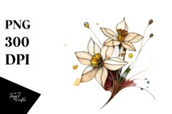 Wooden Stained Narcissus | Watercolor Clipart Product Image 1