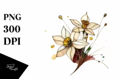 Wooden Stained Narcissus | Watercolor Clipart Product Image 1