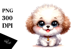 Watercolor Baby Cartoon Bichpoo with Big Eyes JPEG Product Image 1