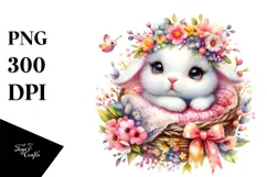Vibrant Watercolor Crazy Cute Baby Rabbit PNG Product Image 1