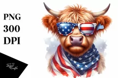 Proud Highland Cow Portrait Sublimation Clipart Product Image 3