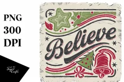 Retro Believe Christmas Clipart PNG Product Image 5