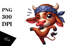 Goofy Baby Calf with Bandana, Winking Eye, PNG Product Image 1