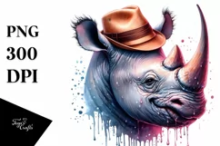 Funny Vibrant Rhino Portrait Sublimation Clipart Product Image 3