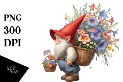 Small Gnome Lobelia Bouquet | Sublimation | Clipart Product Image 1
