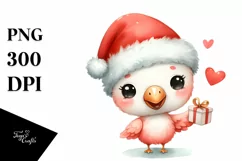 Expressive Flamingo with Santa Hat, Summer PNG Product Image 1