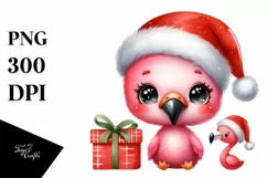 Expressive Flamingo with Santa Hat, Summer PNG Product Image 3