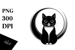 Funny Black Cat Digital Painting, PNG Product Image 1