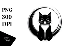 Funny Black Cat Digital Painting, PNG Product Image 1