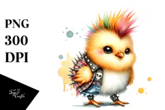 Energetic Baby Chicken with Punk Look PNG Product Image 1