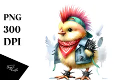 Energetic Baby Chicken with Punk Look PNG Product Image 1