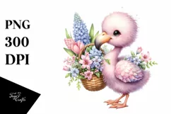 Cute Baby Flamingo Hyacinth Basket | Sublimation | Clipart Product Image 3